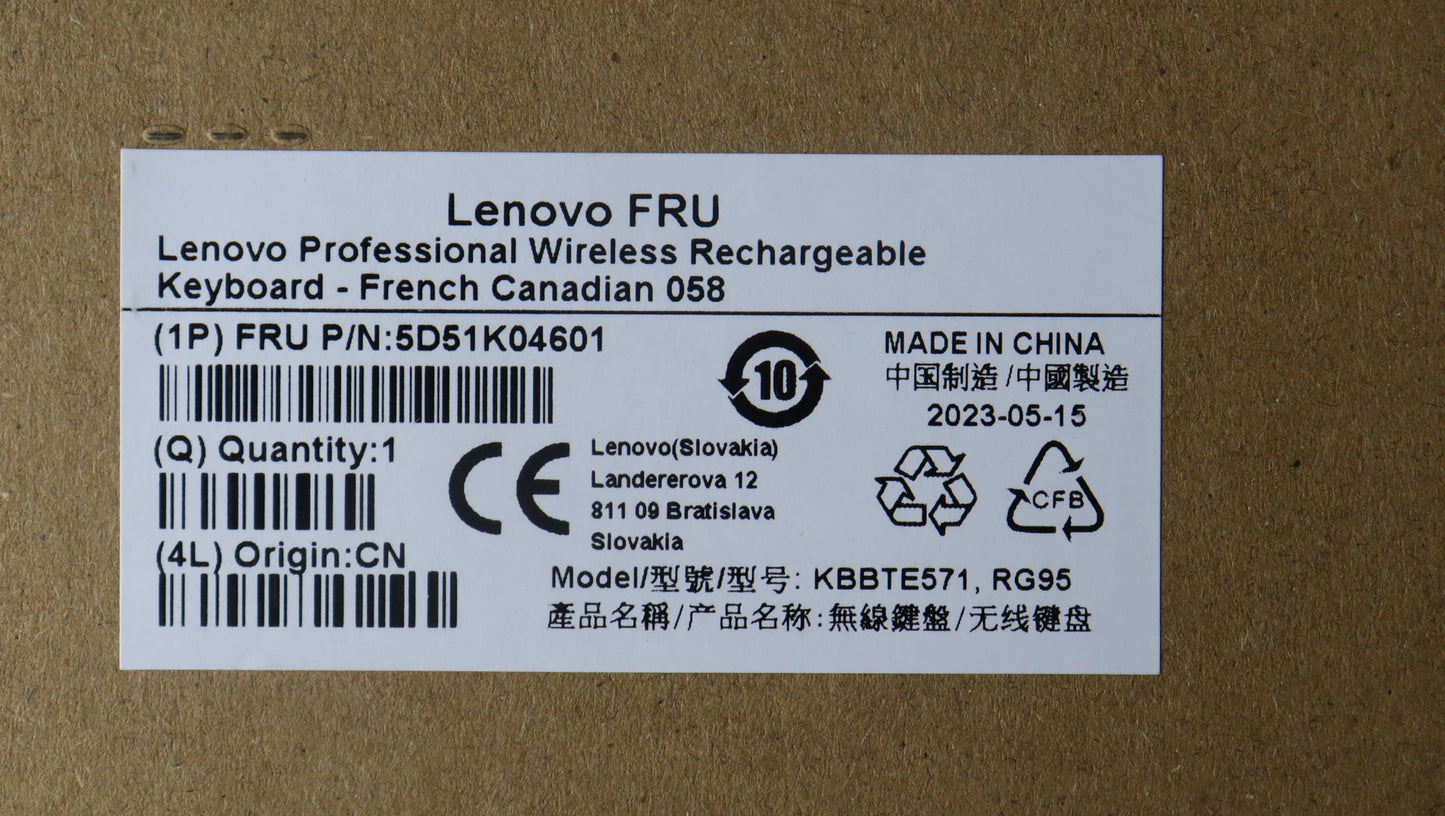 Lenovo Dt_Kyb Slim Kb Ii-French Canad - 5D51K04601