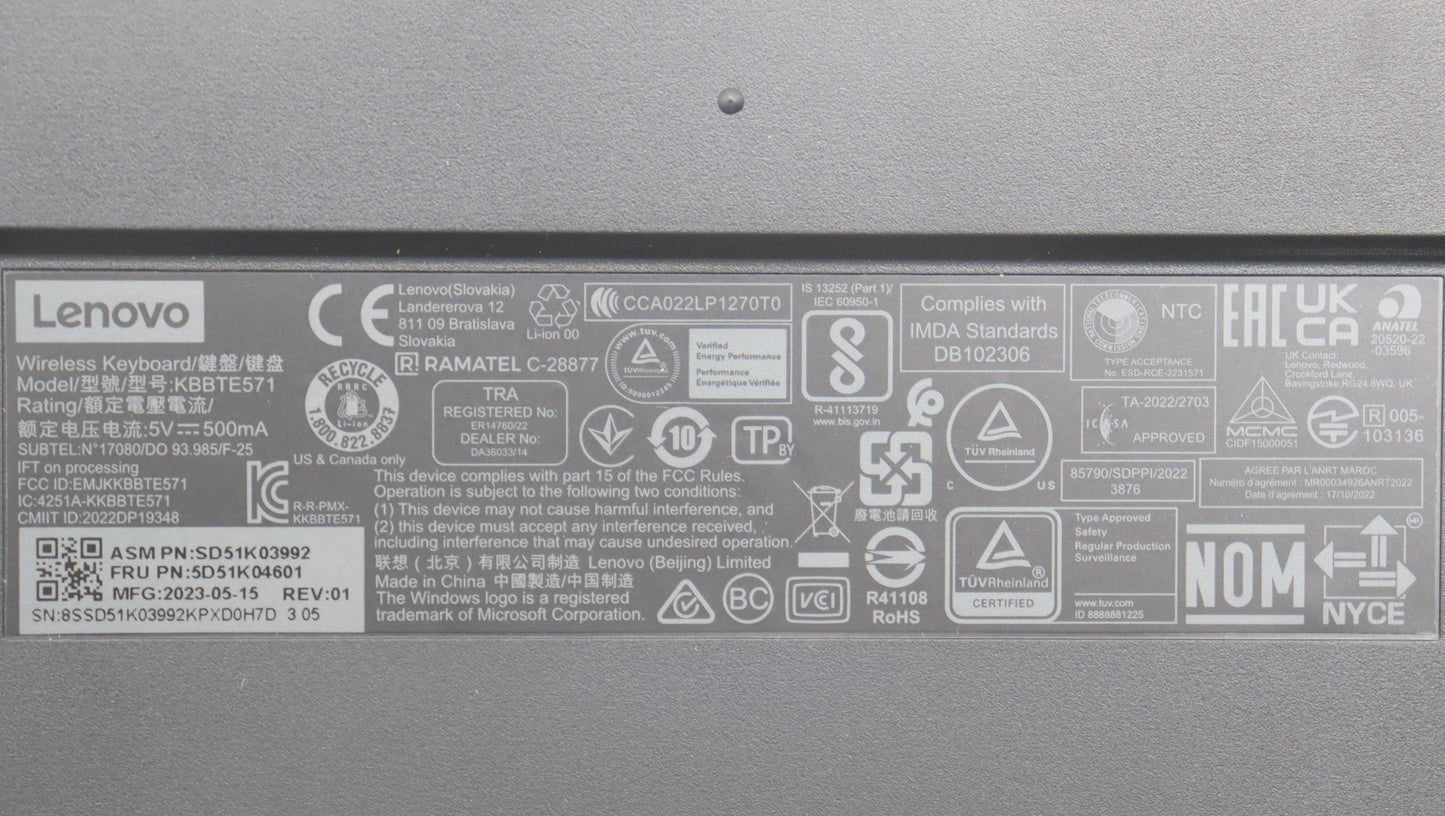 Lenovo Dt_Kyb Slim Kb Ii-French Canad - 5D51K04601