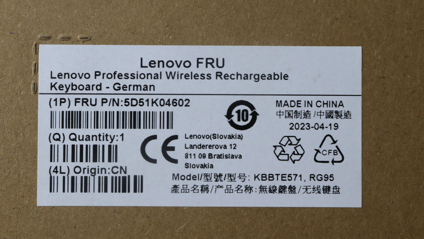 Lenovo Dt_Kyb Slim Kb Ii-German - 5D51K04602