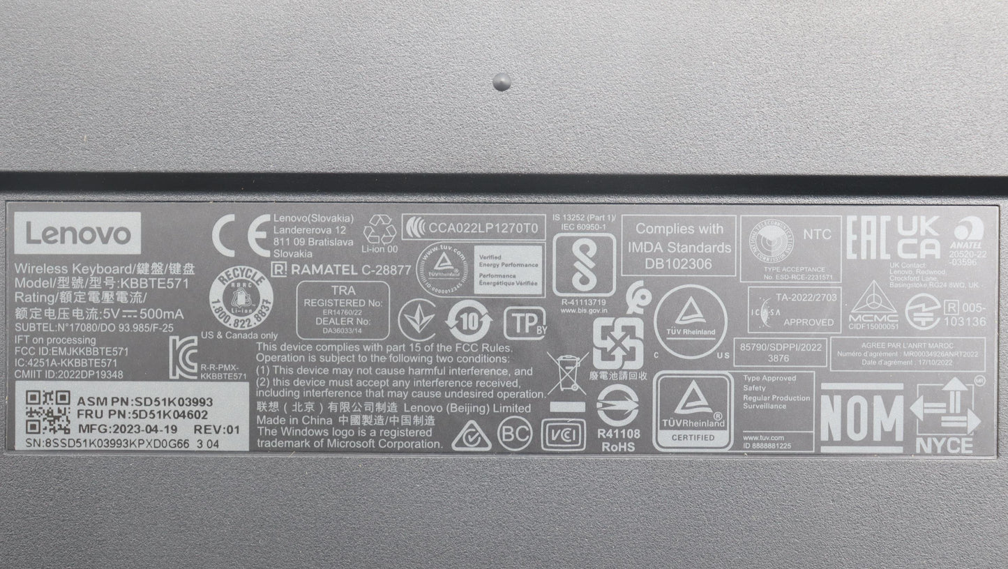 Lenovo Dt_Kyb Slim Kb Ii-German - 5D51K04602
