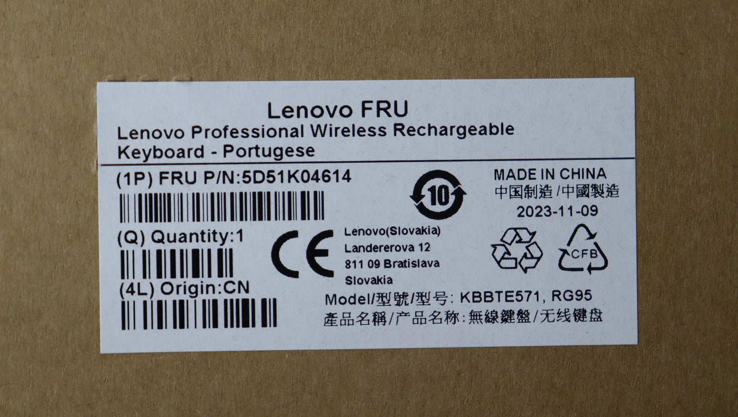 Lenovo Dt_Kyb Slim Kb Ii-Portugese - 5D51K04614