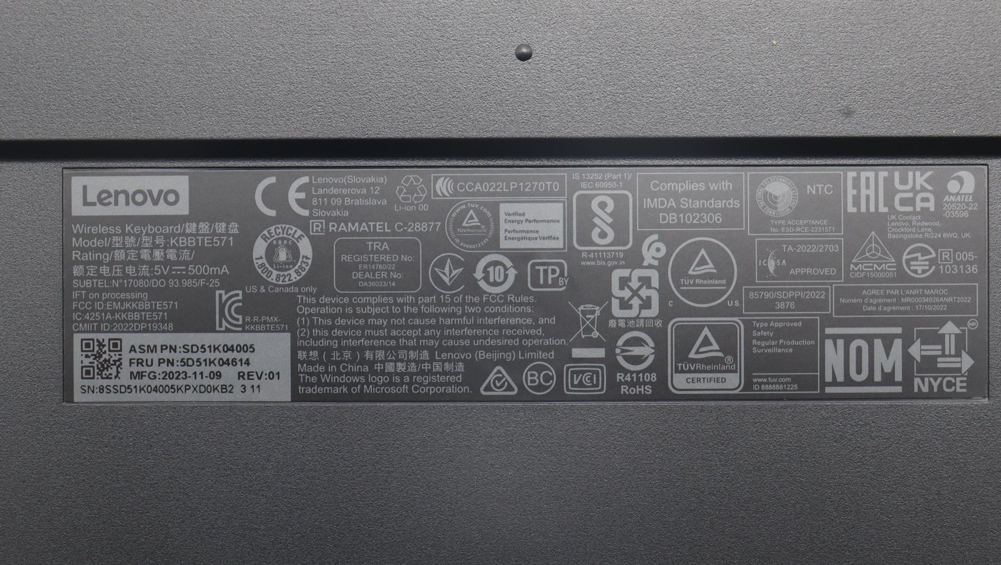 Lenovo Dt_Kyb Slim Kb Ii-Portugese - 5D51K04614
