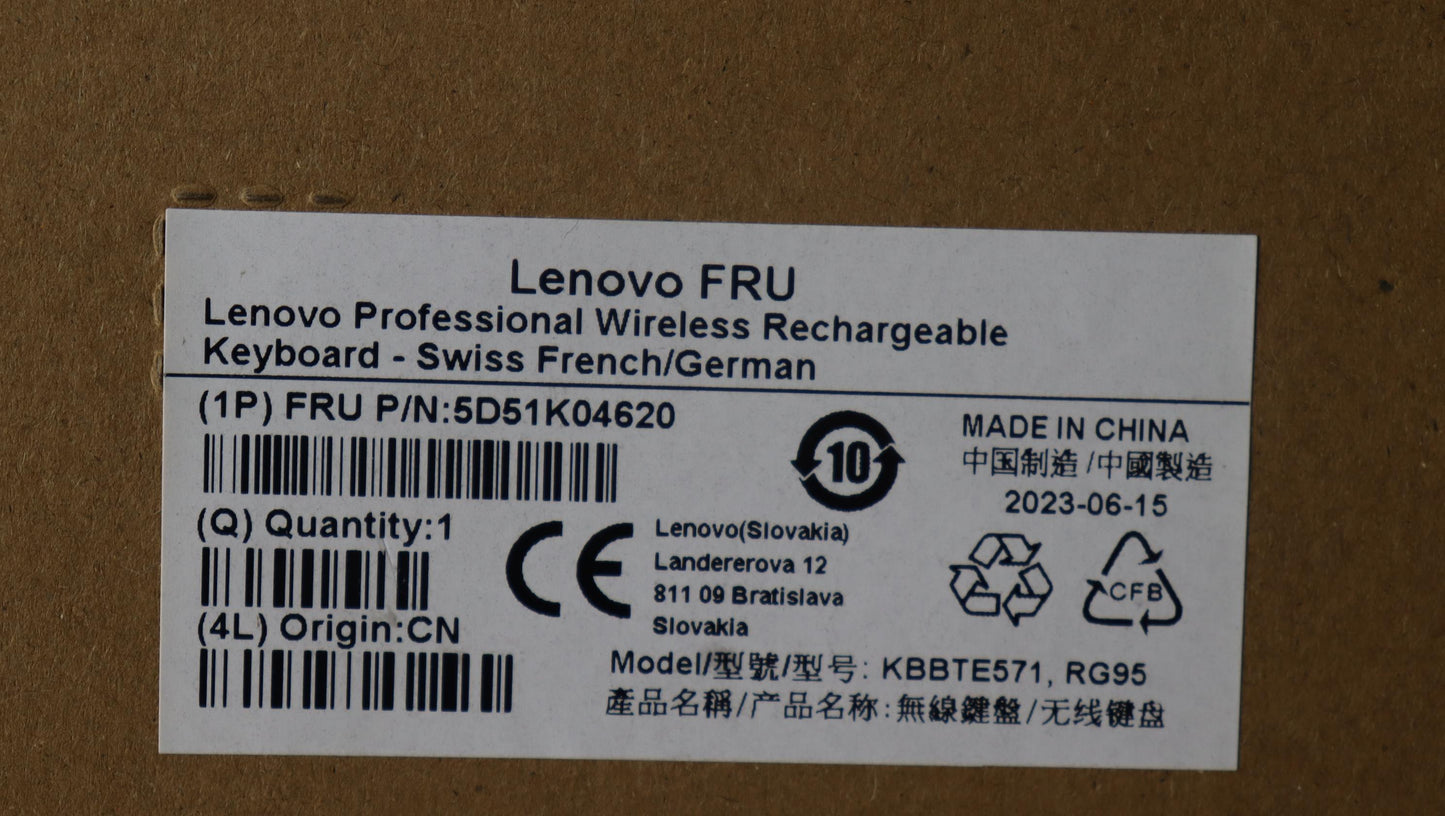 Lenovo Dt_Kyb Slim Kb Ii-Swiss Fr/De - 5D51K04620