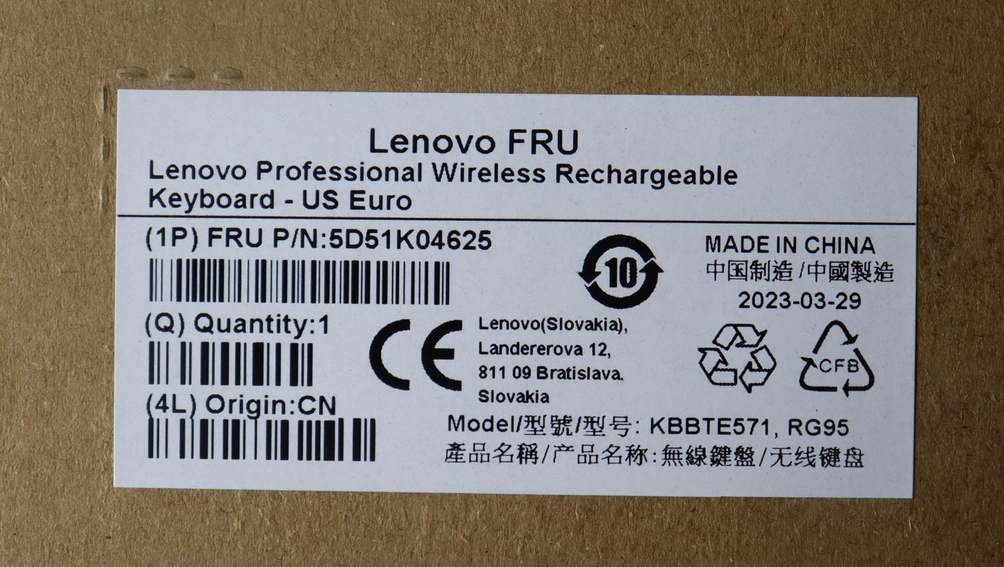 Lenovo Dt_Kyb Slim Kb Ii-Us Euro - 5D51K04625