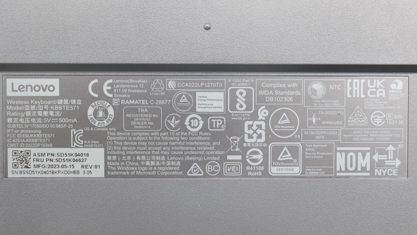 Lenovo Dt_Kyb Slim Kb Ii-Arabic (New) - 5D51K04627
