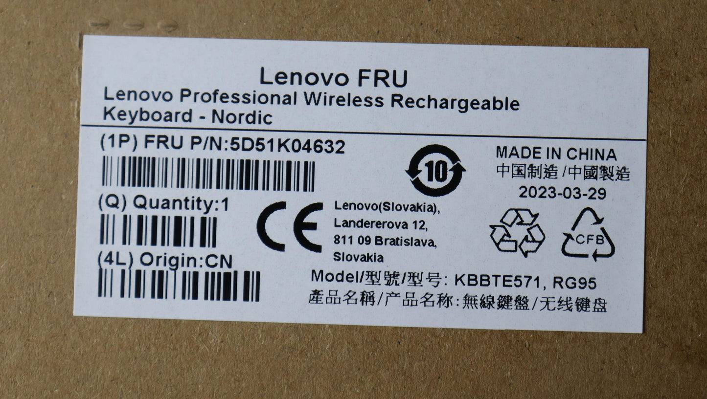 Lenovo Dt_Kyb Slim Kb Ii-Nordic - 5D51K04632
