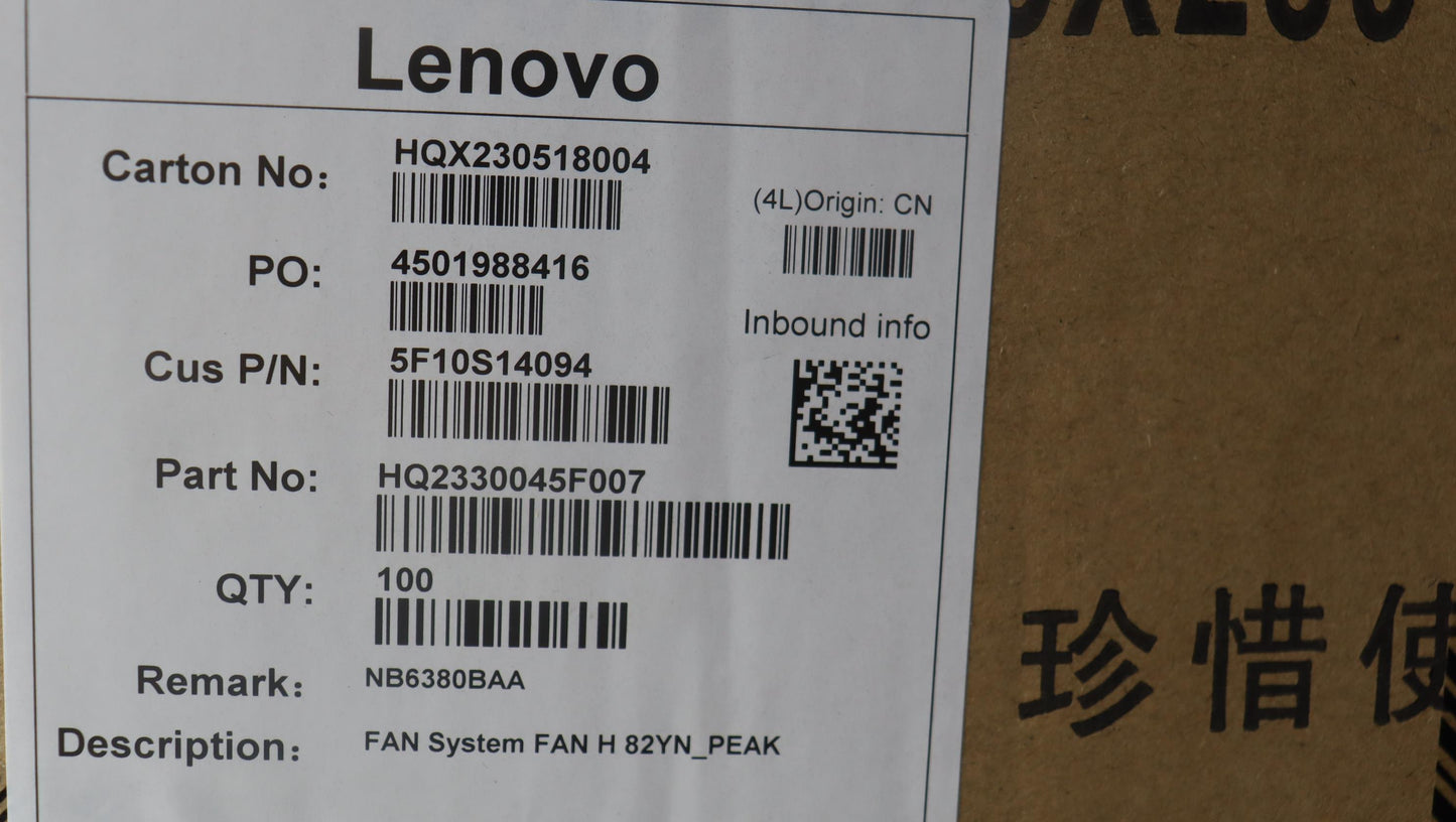 Lenovo Fan System Fan H 82Yn_Peak - 5F10S14094