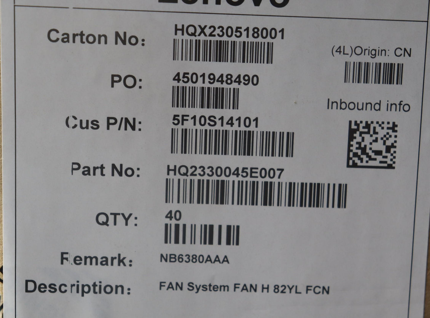 Lenovo Fan System Fan H 82Yl Fcn - 5F10S14101