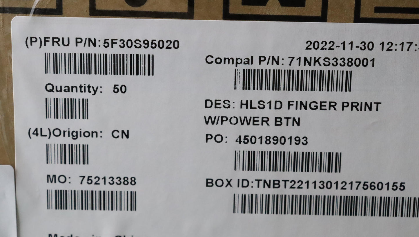 Lenovo Fingerprt Fp Bd C 82Vg Wpower - 5F30S95020