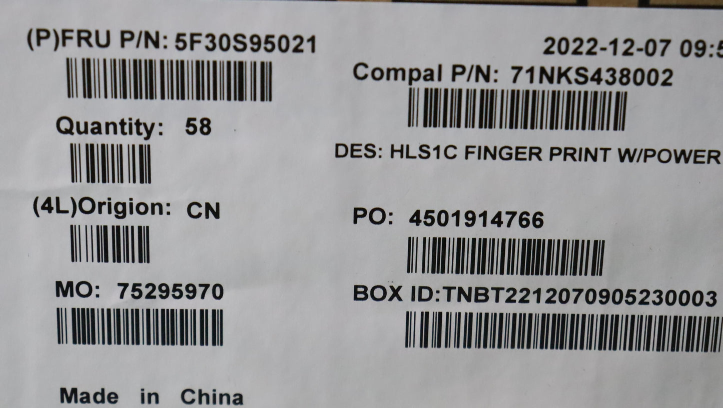 Lenovo Fingerprt Fp Bd C 82Vf Wpower - 5F30S95021