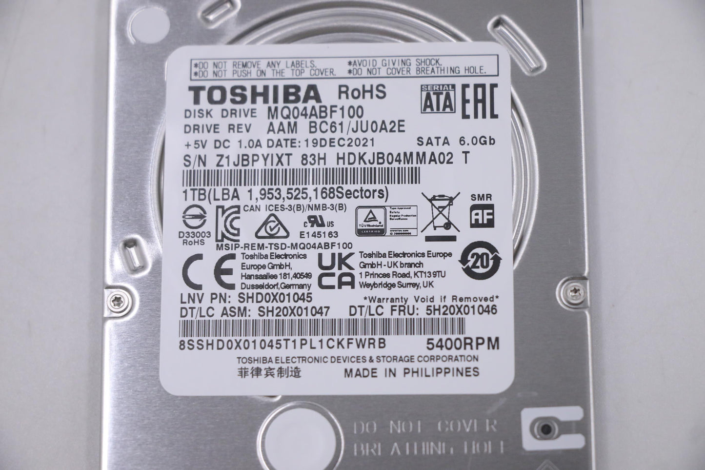 Lenovo Tsb Mq04 1T Hdd - 5H20X01046