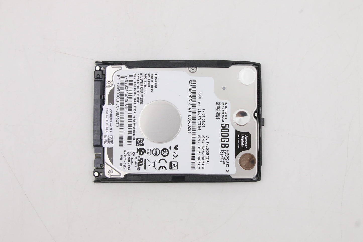 Lenovo 500GB HDD, 2.5", 7mm, 7200 RPM, SATA, Standard, WD - 5H20X55071
