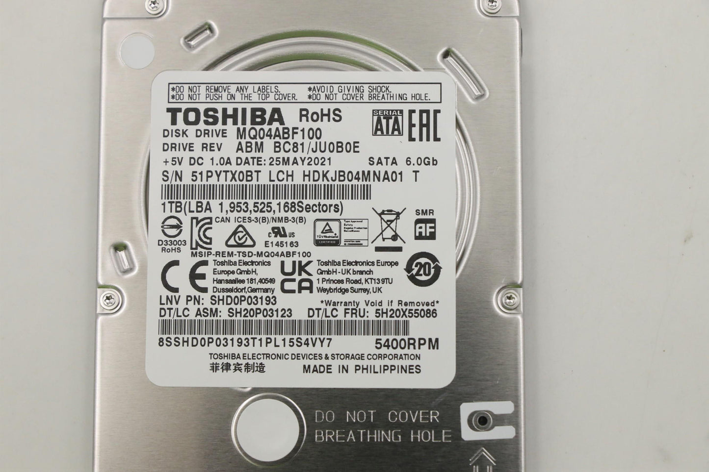 Lenovo Hdd_Asm Hdd 1Tb 5400Rpm 7Mm Ts - 5H20X55086