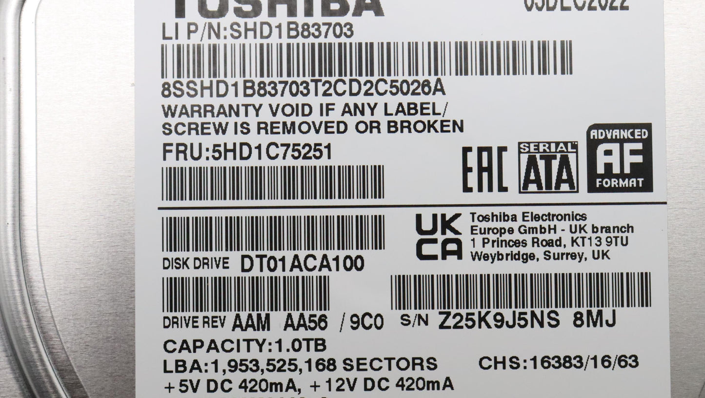 Lenovo Hdd Assembly Fru Toshiba 3.5 - 5H21C73431