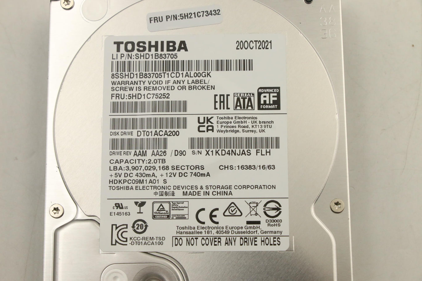 Lenovo Hdd Assembly Fru Toshiba 3.5 - 5H21C73432