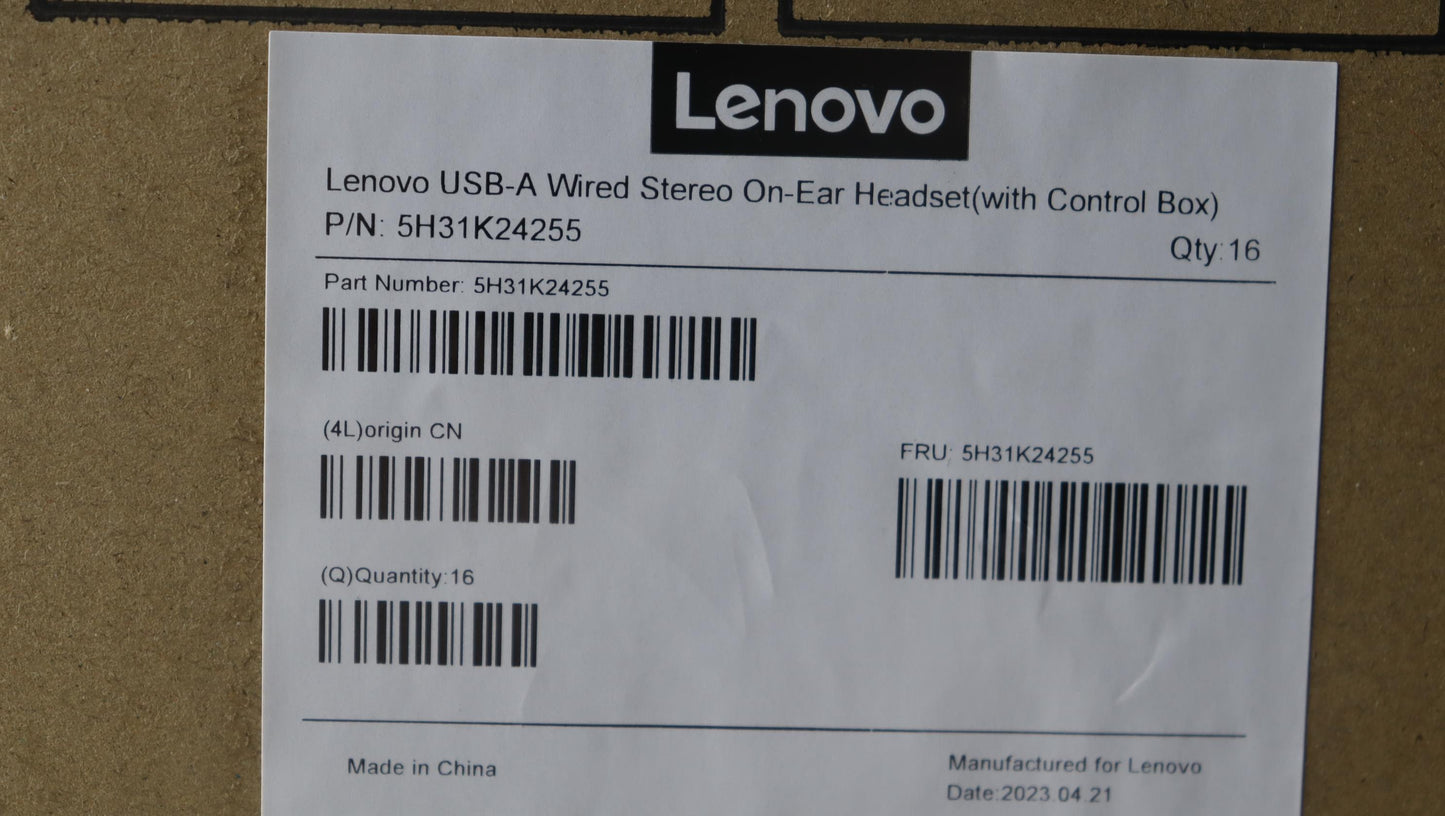Lenovo Headset Fru_Usb-A Wired Hs - 5H31K24255
