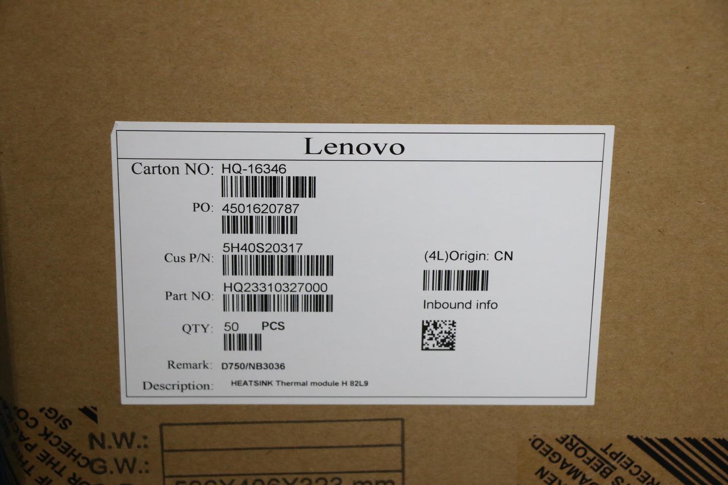 Lenovo Heatsink Thermal Module H 82L9 - 5H40S20317