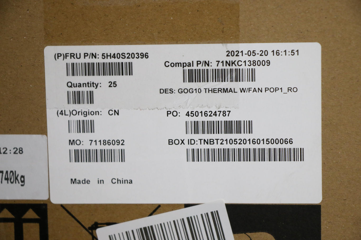 Lenovo Heatsink Thermal Module C 82K1 - 5H40S20396