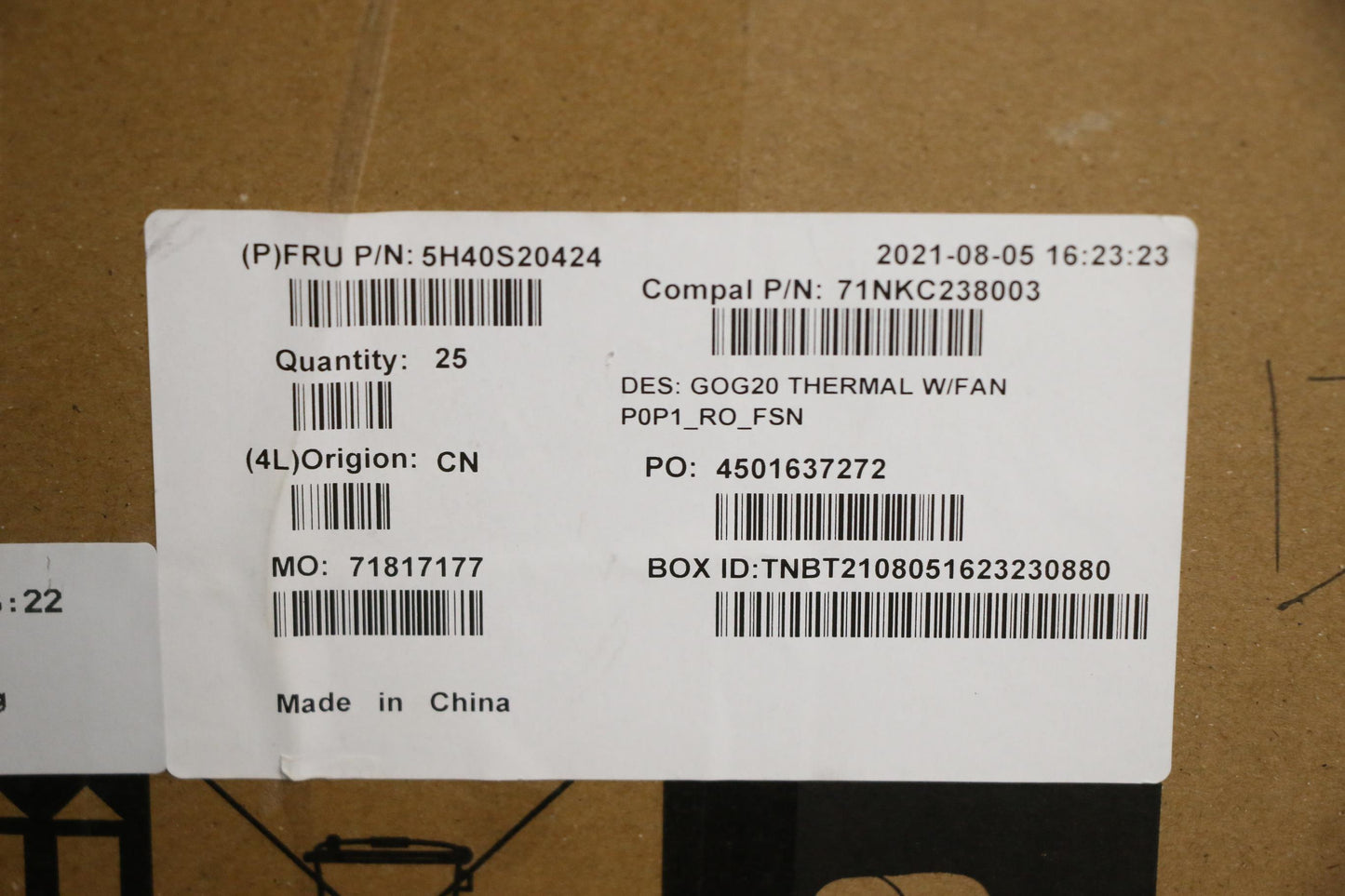 Lenovo Heatsink Thermal Module C82K2 - 5H40S20424