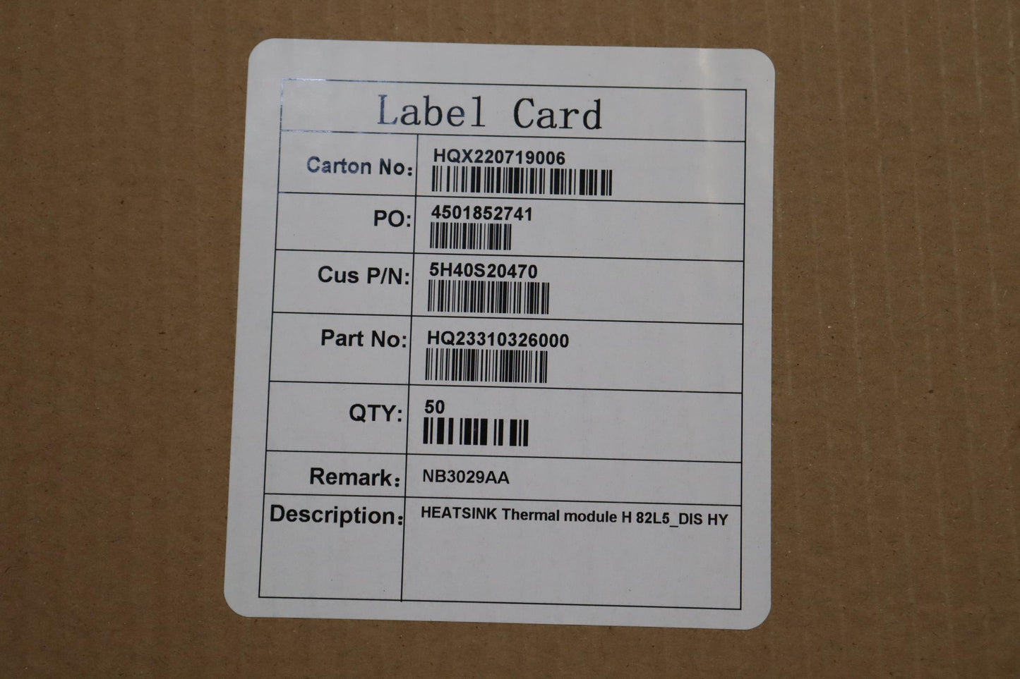 Lenovo Heatsink Thermal Module H 82L5 - 5H40S20470