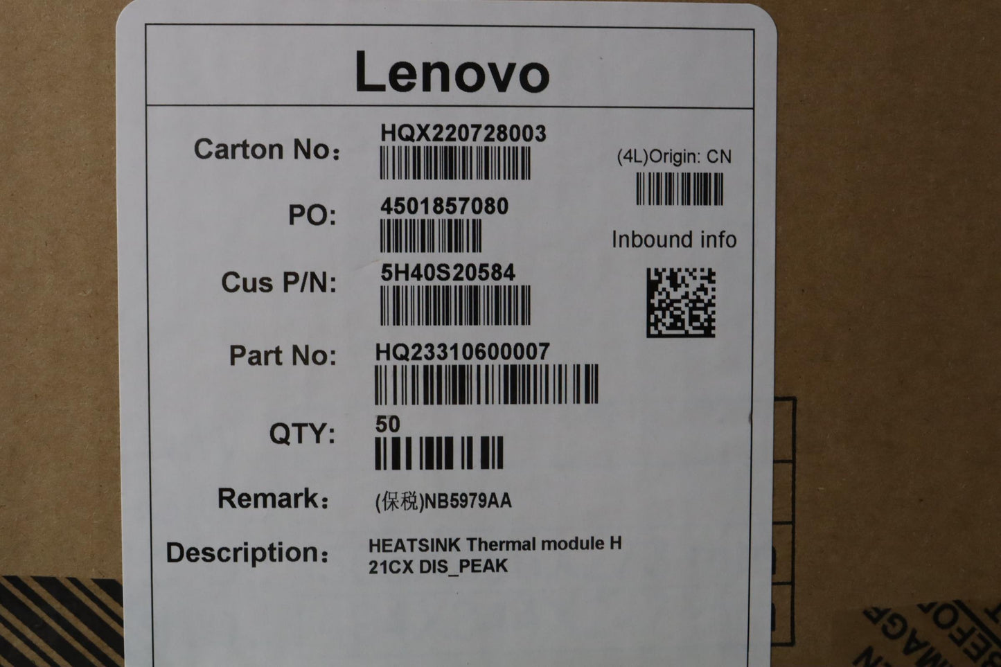 Lenovo Heatsink Thermal Module H 21Cx - 5H40S20584