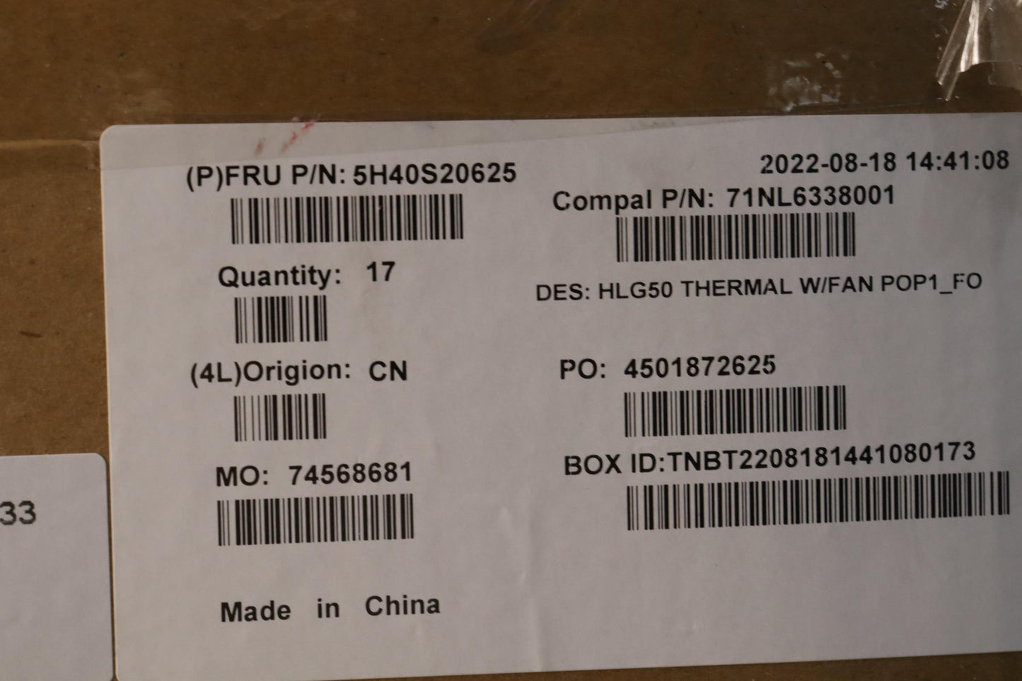 Lenovo Thermal Module 82SB - 5H40S20625