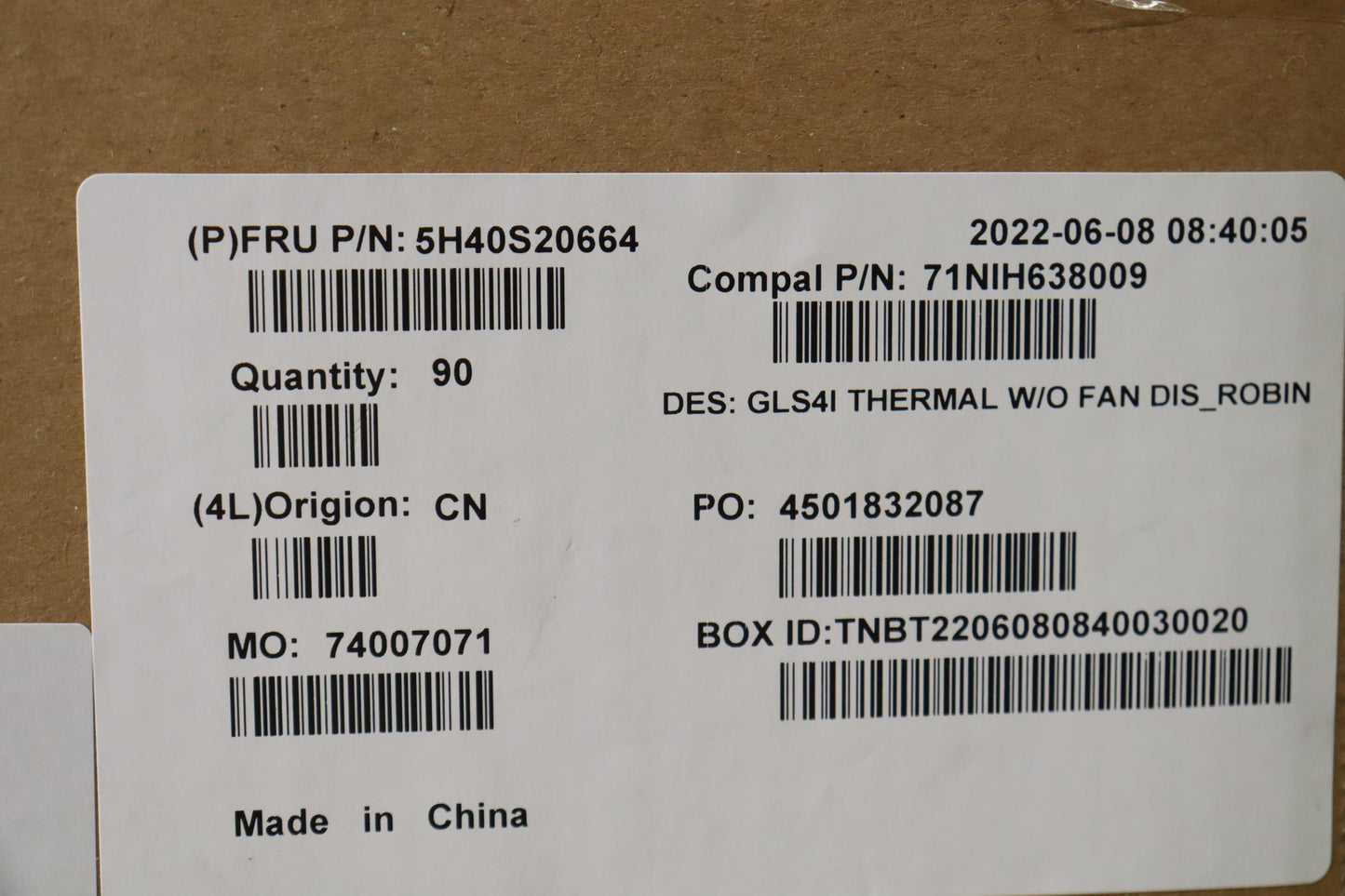 Lenovo Heatsink Heatsink C 82Sd Dis R - 5H40S20664