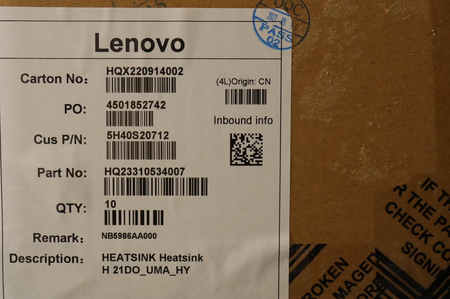 Lenovo Heatsink Heatsink H 21Doumahy - 5H40S20712