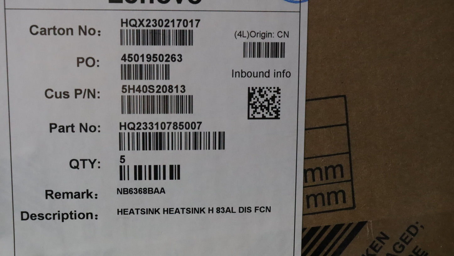 Lenovo Heatsink Heatsink H 83Al Dis F - 5H40S20813