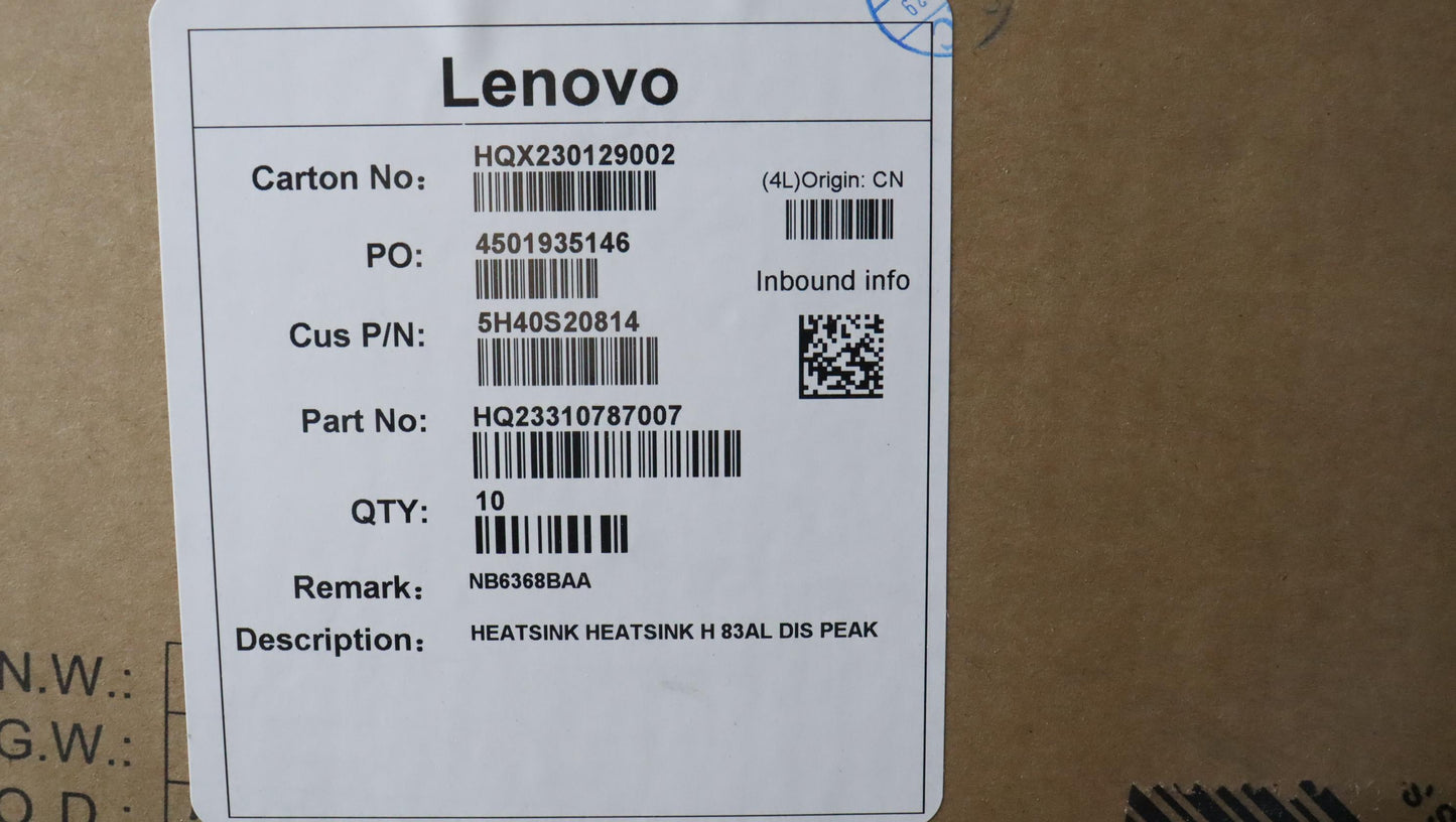 Lenovo Heatsink Heatsink H 83Al Dis P - 5H40S20814