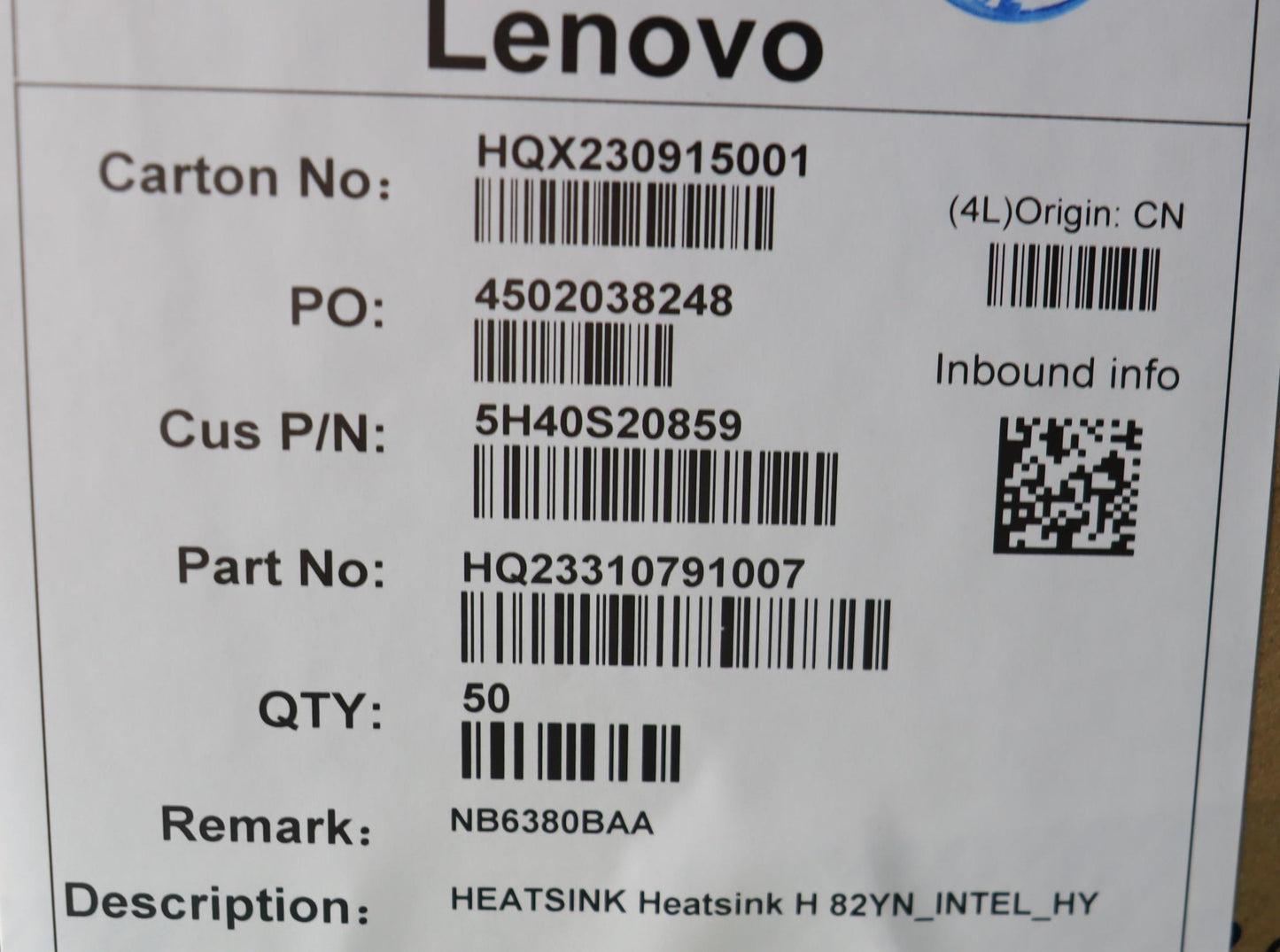 Lenovo Heatsink Heatsink H 82Yn_Intel - 5H40S20859