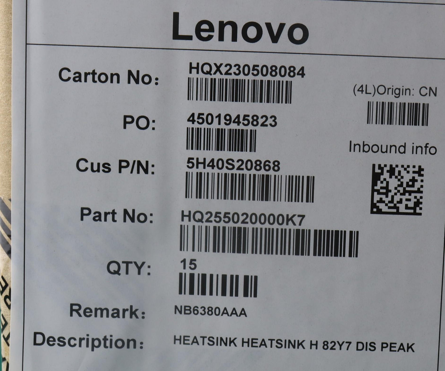 Lenovo Heatsink Heatsink H 82Y7 Dis P - 5H40S20868