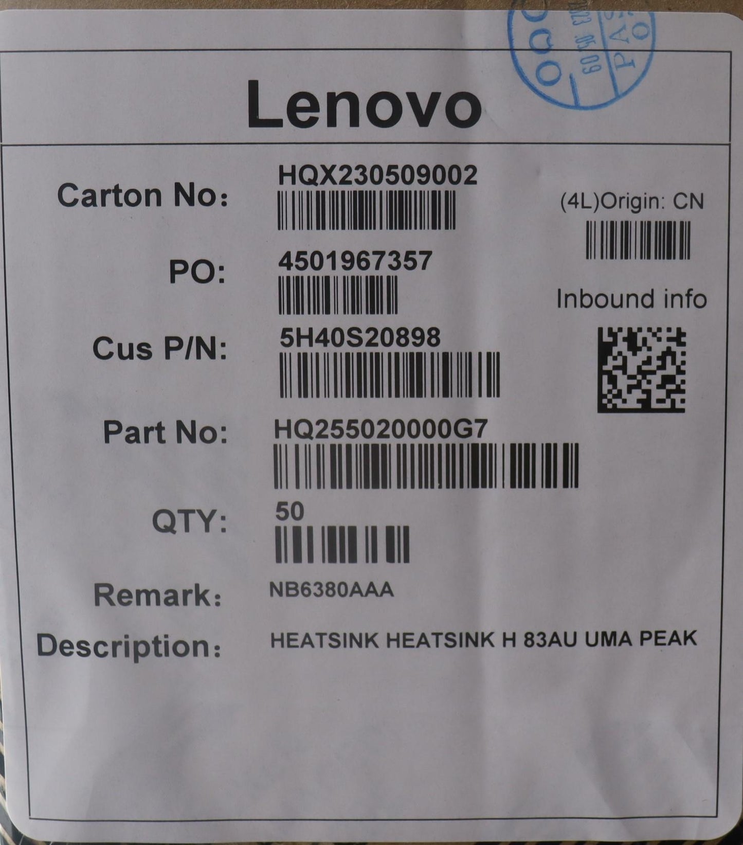 Lenovo Heatsink Heatsink H 83Au Uma P - 5H40S20898