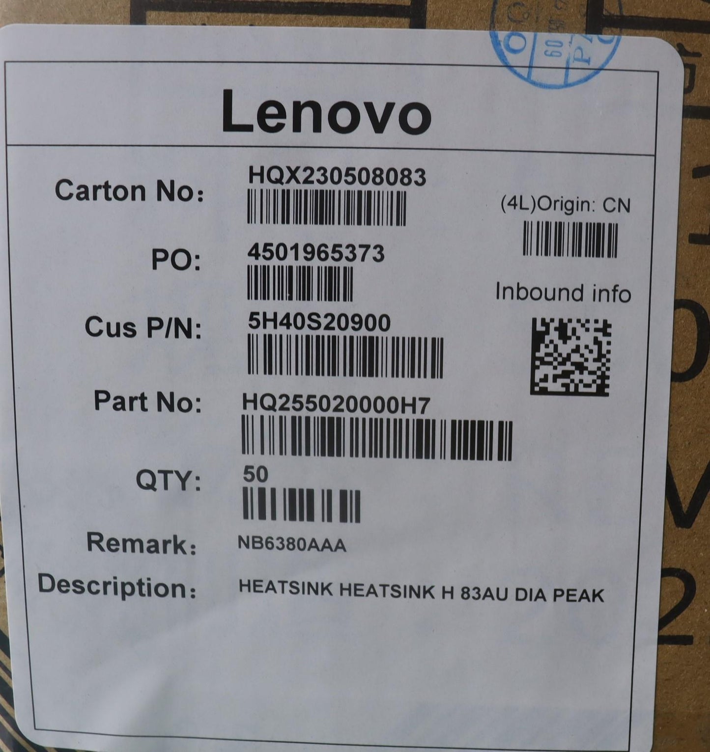 Lenovo Heatsink Heatsink H 83Au Dia P - 5H40S20900