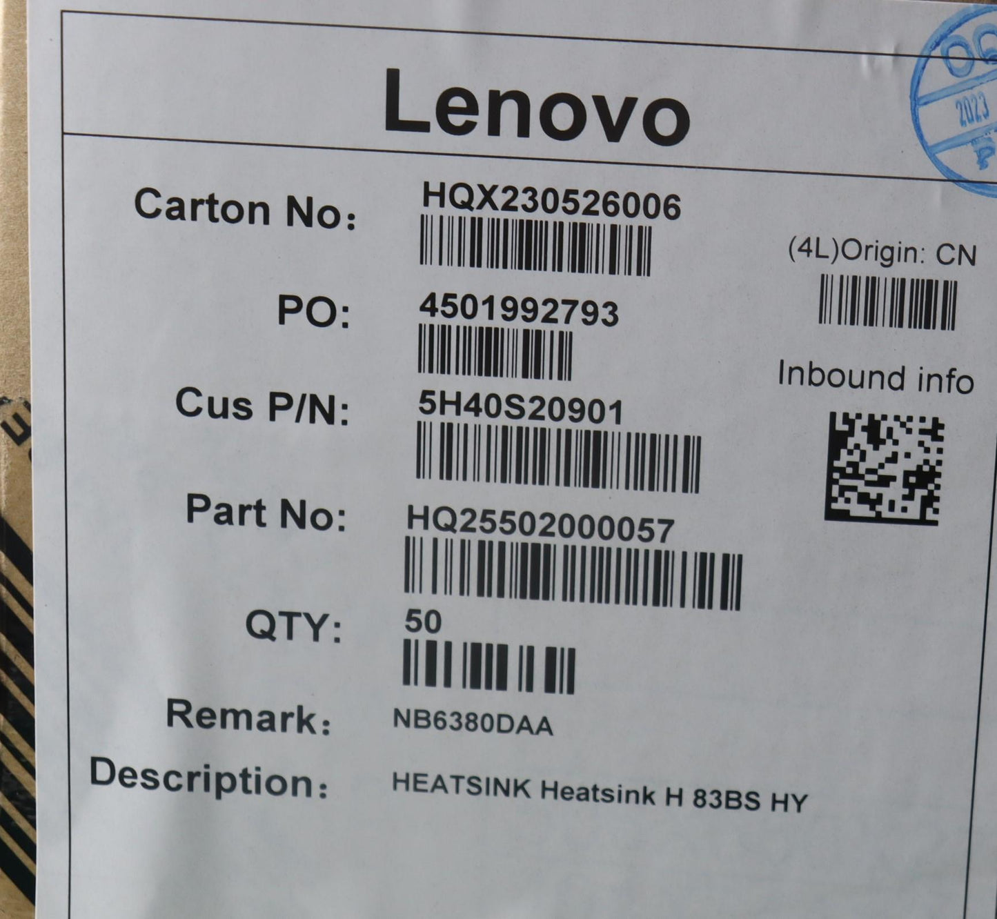 Lenovo Heatsink Heatsink H 83Bs Hy - 5H40S20901