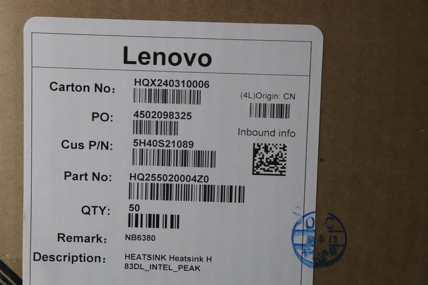 Lenovo Heatsink Heatsink H 83Dl - 5H40S21089