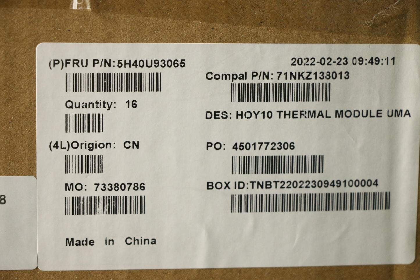 Lenovo Heatsink Uma Thermal Module - 5H40U93065