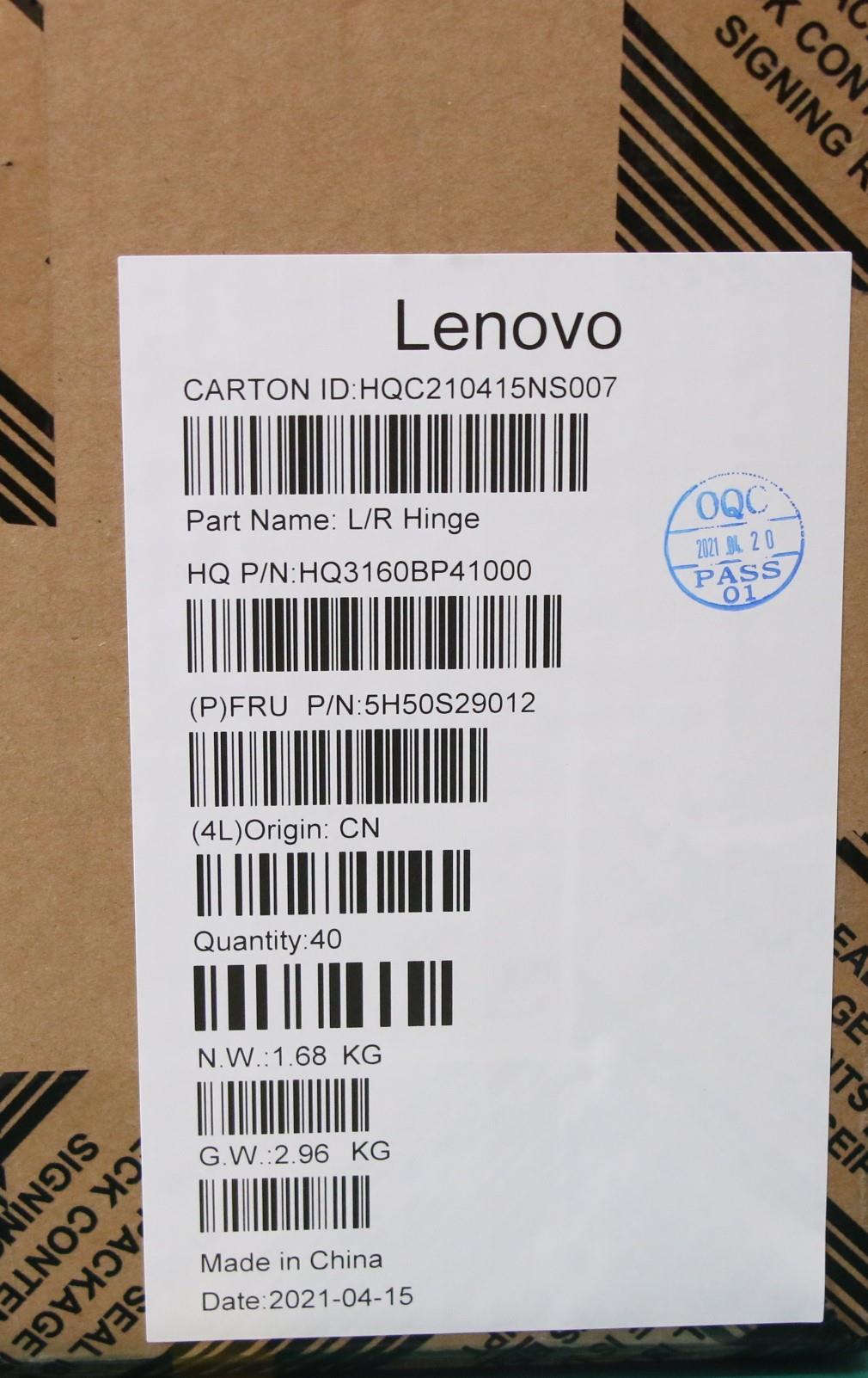 Lenovo Hinge Set, Left + Right - 5H50S29012