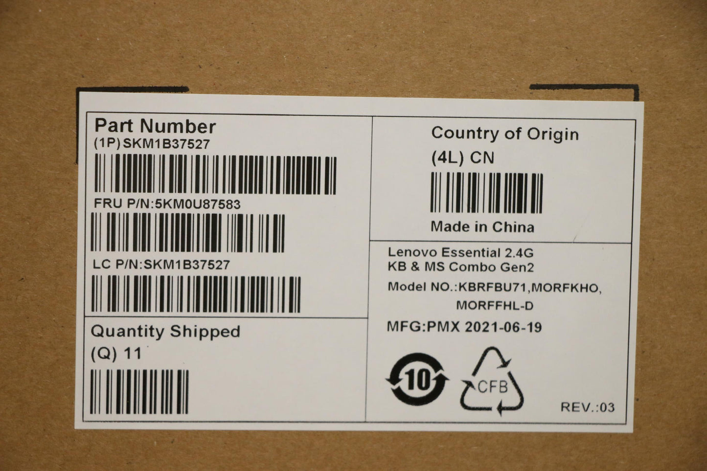 Lenovo Kyb_Mouse Primax R71_G2 2.4G B - 5KM0U87583