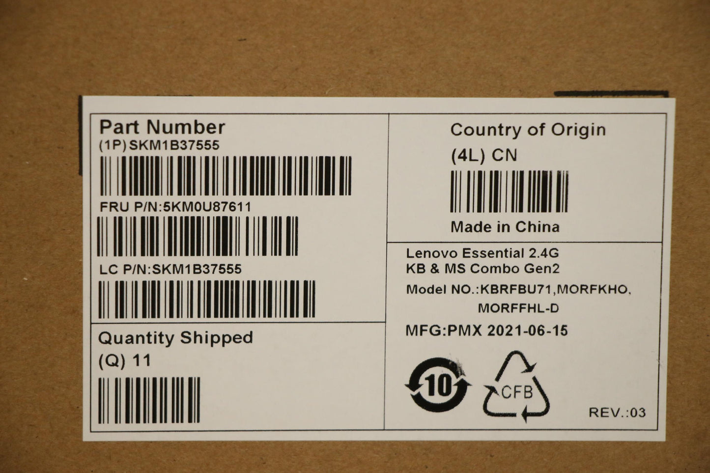 Lenovo Kyb_Mouse Primax R71_G2 2.4G B - 5KM0U87611