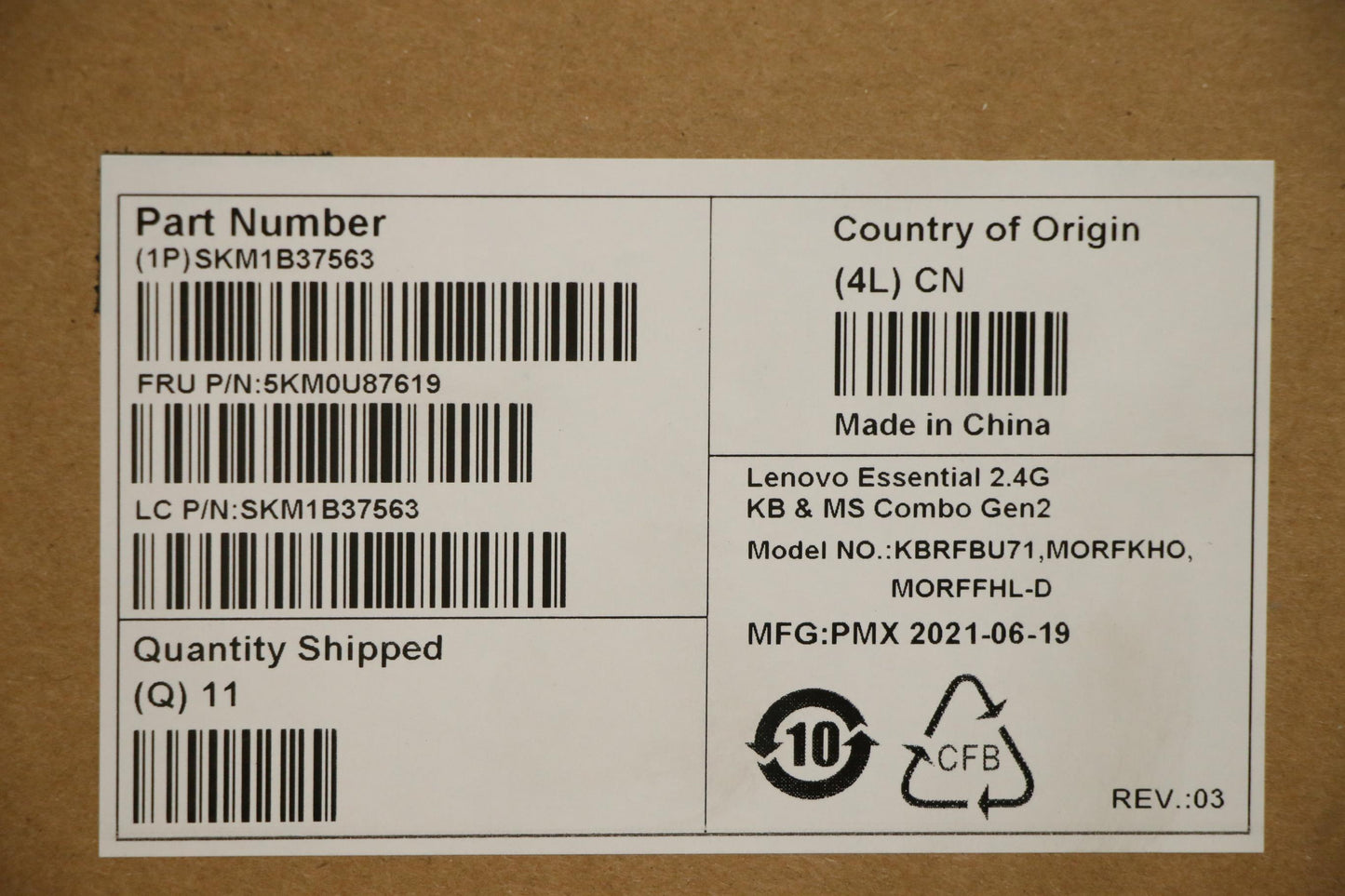 Lenovo Kyb_Mouse Primax R71_G2 2.4G B - 5KM0U87619