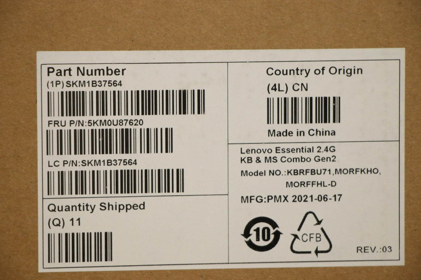 Lenovo Kyb_Mouse Primax R71_G2 2.4G B - 5KM0U87620