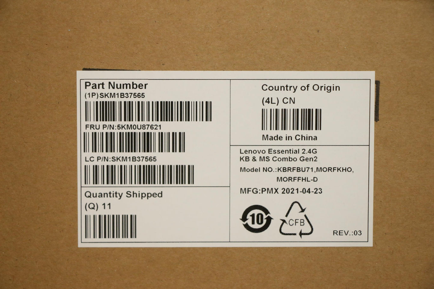 Lenovo Kyb_Mouse Primax R71_G2 2.4G B - 5KM0U87621
