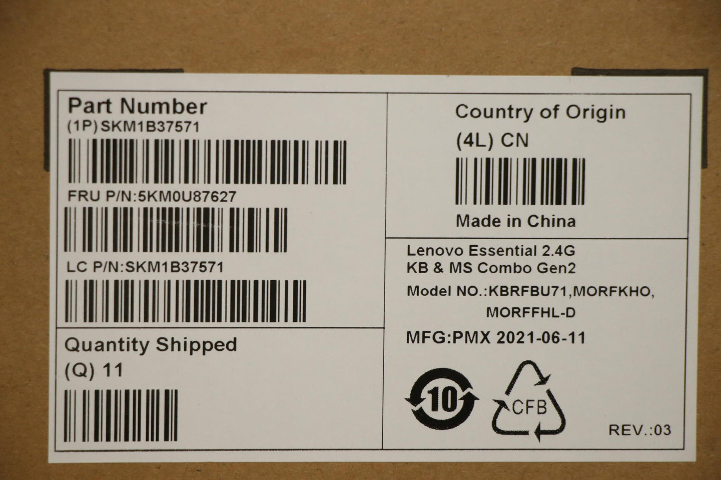 Lenovo Kyb_Mouse Primax R71_G2 2.4G B - 5KM0U87627