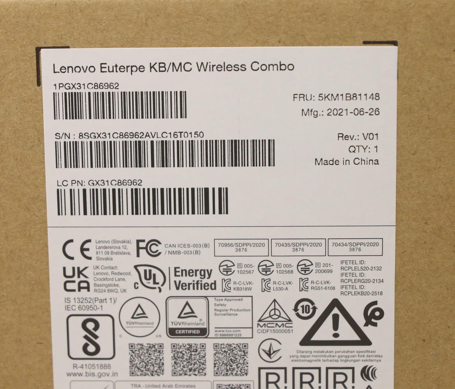Lenovo Kyb_Mouse G-Tech Euterpe G/B R - 5KM1B81148