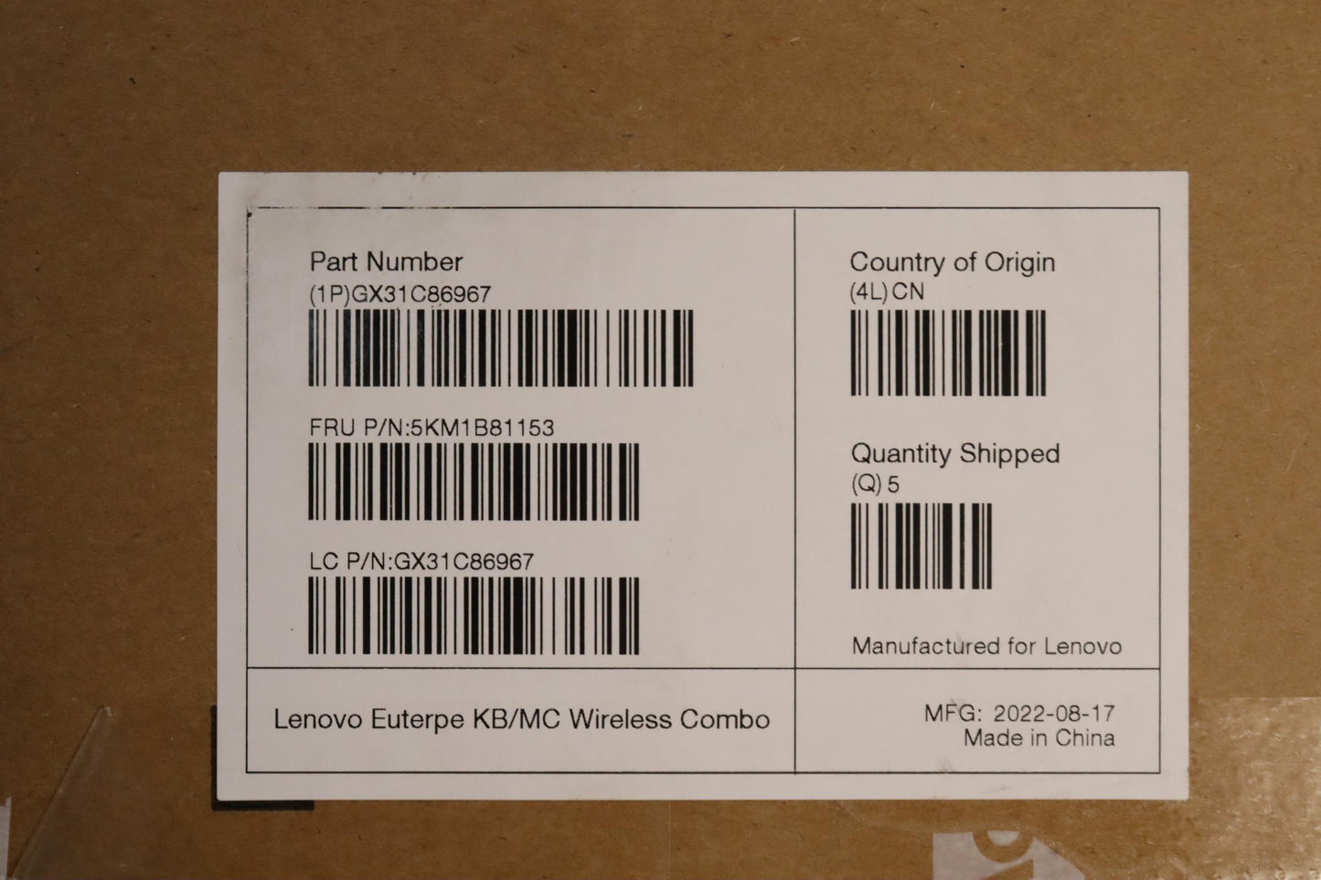 Lenovo Kyb_Mouse G-Tech Euterpe G/B S - 5KM1B81153