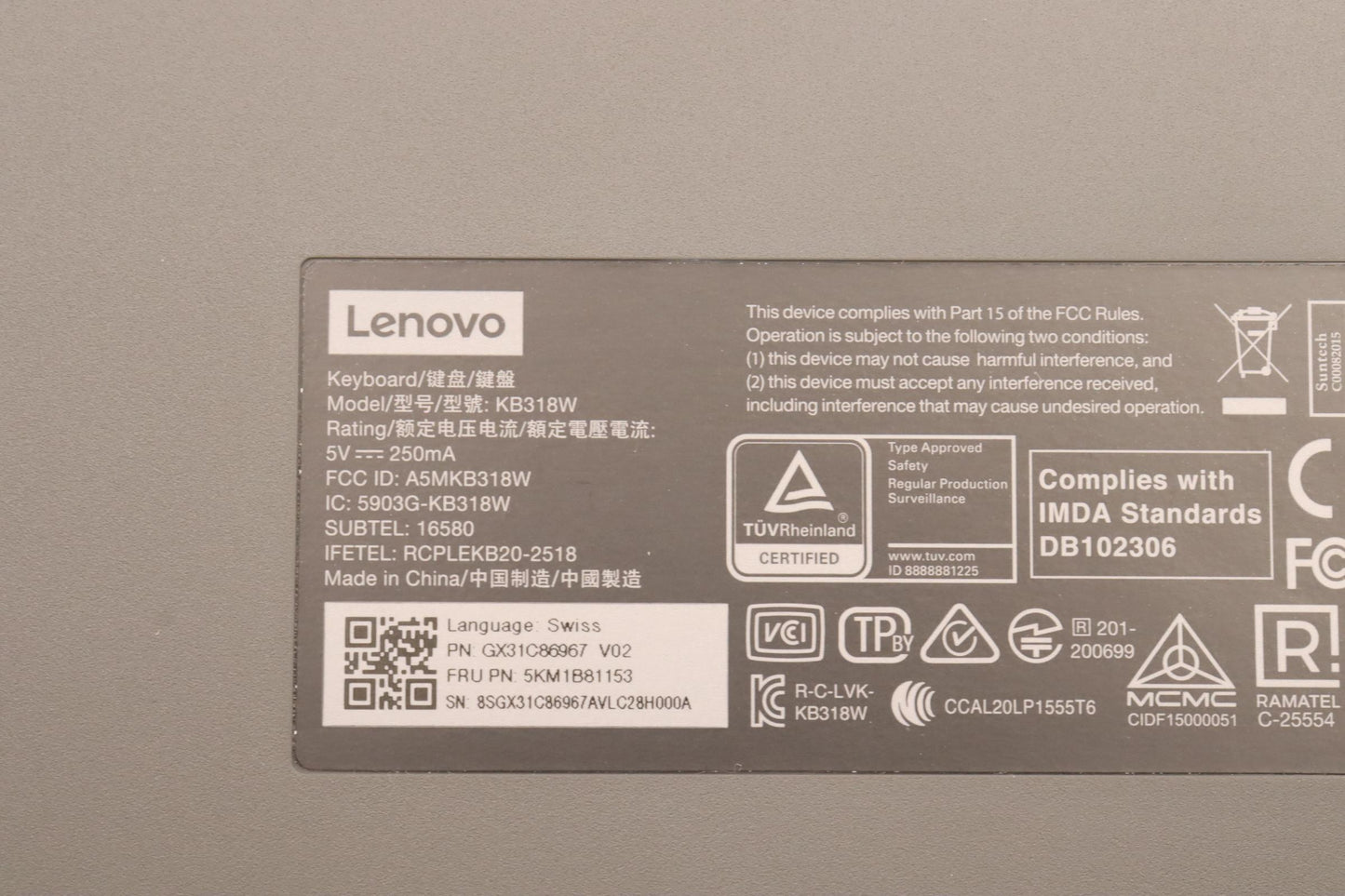 Lenovo Kyb_Mouse G-Tech Euterpe G/B S - 5KM1B81153