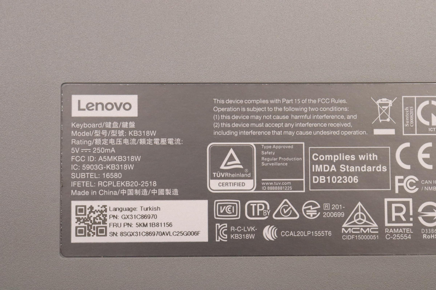 Lenovo Kyb_Mouse G-Tech Euterpe G/B T - 5KM1B81156