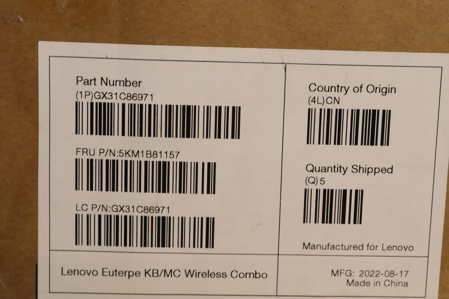 Lenovo Kyb_Mouse G-Tech Euterpe G/B U - 5KM1B81157