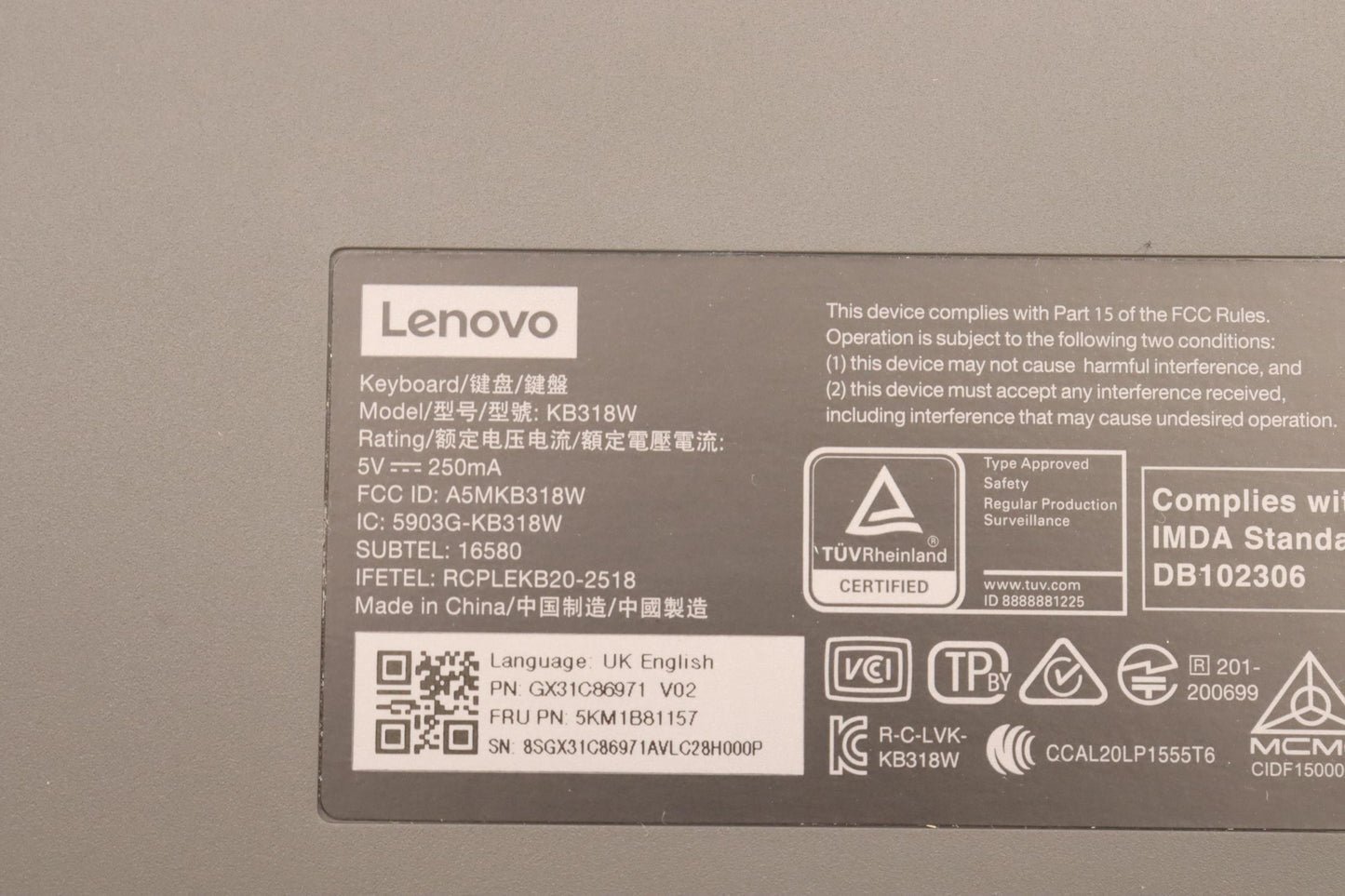 Lenovo Kyb_Mouse G-Tech Euterpe G/B U - 5KM1B81157